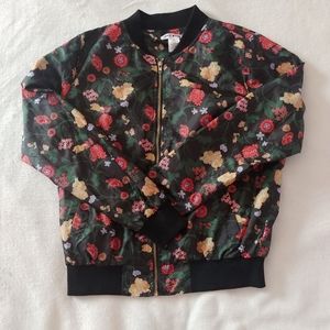 FLORAL PRINT BOMBER JACKET